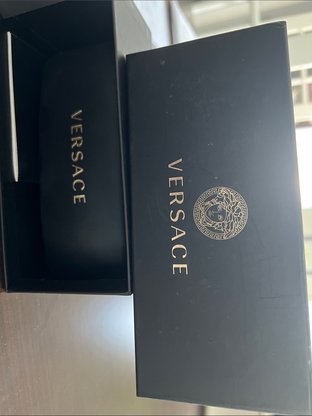 Versace Black and Gold Sunglasses Box - Luxury Men's Accessory Case
